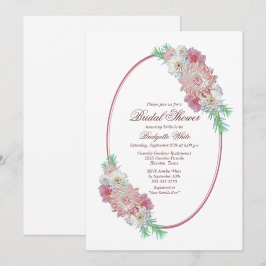 Rustiek Roze Bloemen Vrijgezellenfeest Kaart (Voorkant / Achterkant)