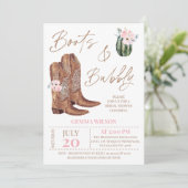 Rustiek Roze Bloemlaarzen en Bubble Vrijgezellenfe Kaart (Staand voorkant)