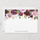 Rustiek Roze Bourgogne en Paarse Bloemen Stationer (Voorkant)