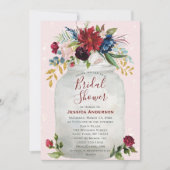 Rustiek Roze Bourgondische Gouden Mason Jar Vrijge Kaart (Voorkant)