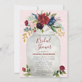 Rustiek Roze Bourgondische Gouden Mason Jar Vrijge Kaart