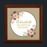 Rustiek Roze Bruidsmeisje voorstel Box Cadeaudoosje<br><div class="desc">Rustiek,  modern,  elegant,  waterverf bloemenroze en gouden bruidsmeisje voorsteldoos.</div>