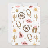 Rustiek Roze Bruin Meisjes Eerste Rodeo 1e Verjaar Kaart (Achterkant)