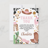 Rustiek Roze Bruin Rodeo Verjaardag Dank u kaart (Voorkant)