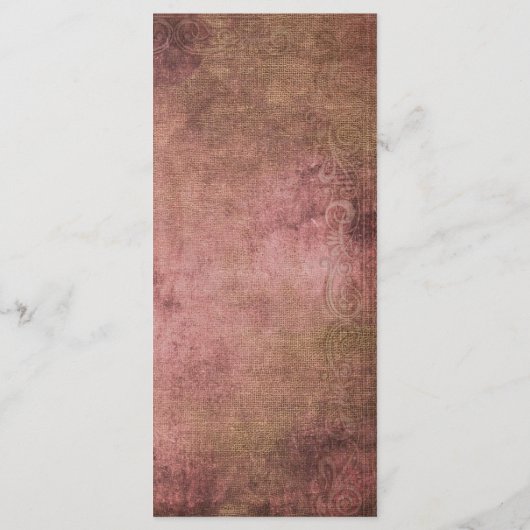 Rustiek Roze & Burlap Vintage Bruiloft Menu (Achterkant)