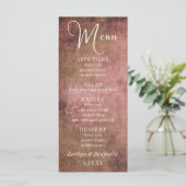 Rustiek Roze & Burlap Vintage Bruiloft Menu (Staand voorkant)