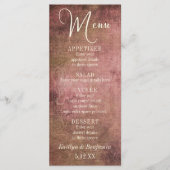 Rustiek Roze & Burlap Vintage Bruiloft Menu (Voorkant)