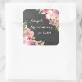 Rustiek Roze Chalkboard Bloemen Vrijgezellenfeest  Vierkante Sticker (Tas)