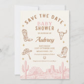 Rustiek Roze Cowgirl Baby shower Save The Date Kaa Kaart (Voorkant)