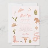 Rustiek Roze Cowgirl Verjaardagsfeest Bedankkaart (Voorkant)