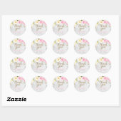 Rustiek Roze Crème Bloemen Baby shower Ronde Sticker (Vel)