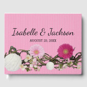 Rustiek Roze Daisy Boho Chic Gepersonaliseerd Gastenboek (Voorkant)
