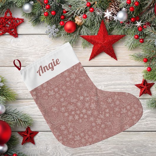 Rustiek Roze Doodle Kerst Sleigh Patroon Grote Kerstsok