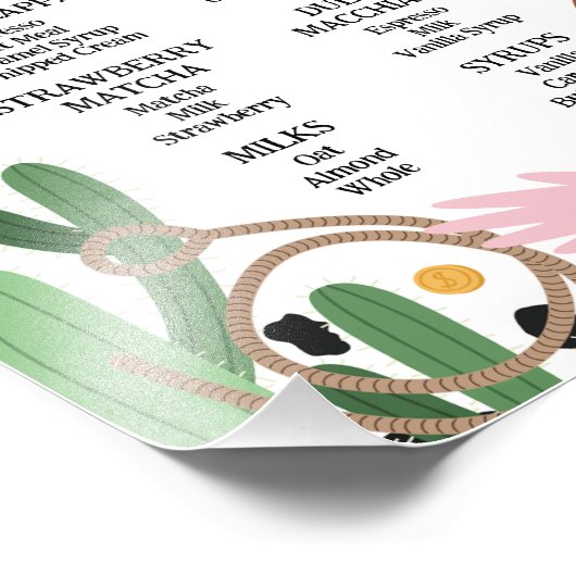 Rustiek Roze Eerste Rodeo 1e Verjaardag Menu Sign Foto Afdruk (Hoek)