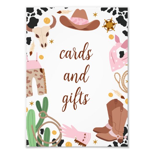 Rustiek Roze Eerste Rodeo Verjaardag Menu Sign Foto Afdruk (Voorkant)