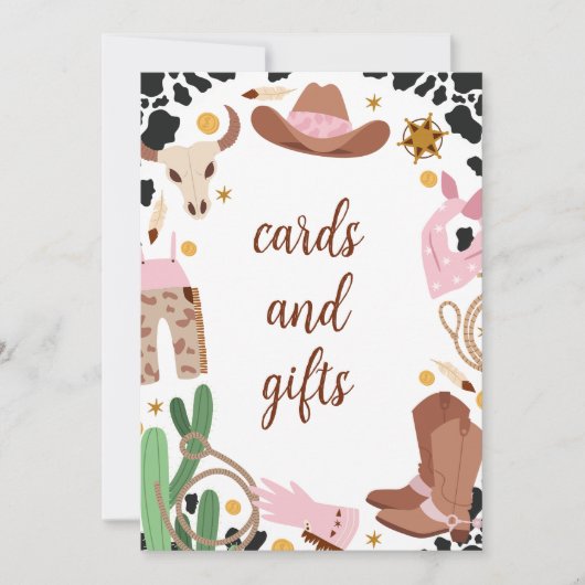 Rustiek Roze Eerste Rodeo Verjaardag Menu Sign Kaa Kaart (Voorkant)