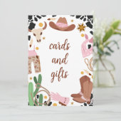 Rustiek Roze Eerste Rodeo Verjaardag Menu Sign Kaa Kaart (Staand voorkant)