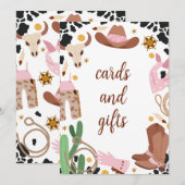 Rustiek Roze Eerste Rodeo Verjaardag Menu Sign Kaa Kaart (Voorkant / Achterkant)