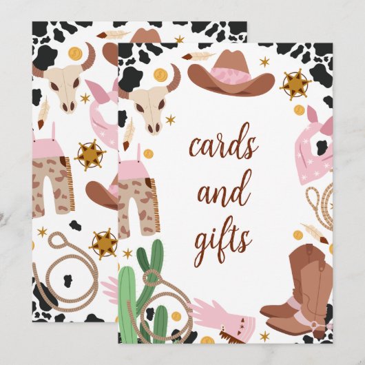 Rustiek Roze Eerste Rodeo Verjaardag Menu Sign Kaa Kaart (Voorkant / Achterkant)