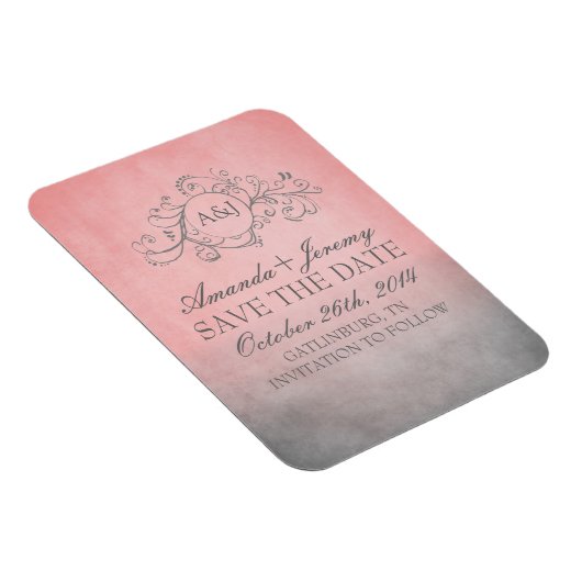 Rustiek Roze en Grijs Bohemian Save The Date Magneet (Rechterzijde)
