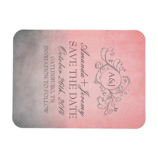 Rustiek Roze en Grijs Bohemian Save The Date Magneet (Horizontaal)