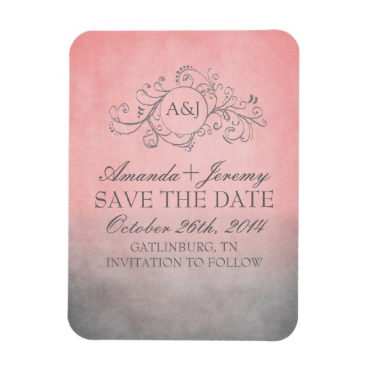 Rustiek Roze en Grijs Bohemian Save The Date Magneet (Verticaal)