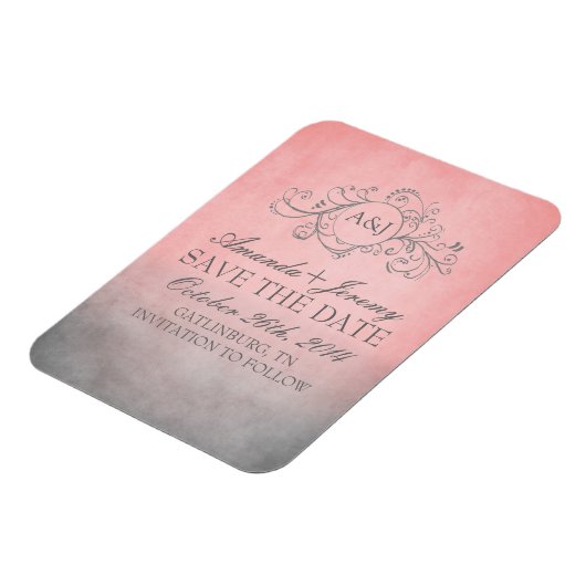 Rustiek Roze en Grijs Bohemian Save The Date Magneet (Linkerzijde)