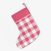 Rustiek Roze en Witte Buffel Check Monogram Kleine Kerstsok (Achterkant (Hangend))