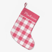 Rustiek Roze en Witte Buffel Check Monogram Kleine Kerstsok (Voorkant (Hangend))