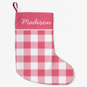Rustiek Roze en Witte Buffel Check Monogram Kleine Kerstsok (Voorkant)