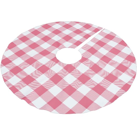Rustiek Roze en Witte Buffel Check Plaid Kerstboom Rok (Gekanteld)