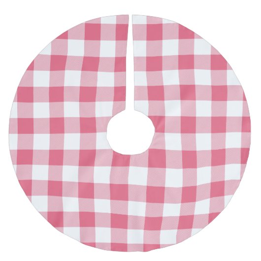 Rustiek Roze en Witte Buffel Check Plaid Kerstboom Rok (Voorkant)