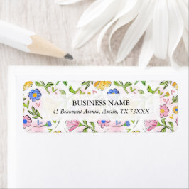 Rustiek Roze Geel Blauw Bloemen Retouradres Etiket