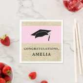 Rustiek Roze Gefeliciteerd Rustiek Graduation Cap Servet (Insitu)