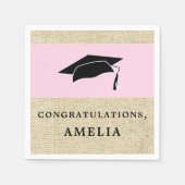 Rustiek Roze Gefeliciteerd Rustiek Graduation Cap Servet (Voorkant)