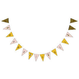 Rustiek Roze Geïllustreerd Bijen Bunting Banner Si