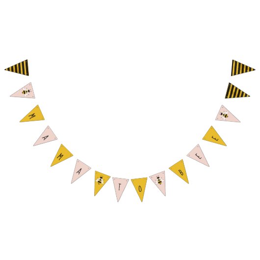 Rustiek Roze Geïllustreerd Bijen Bunting Banner Si (Alle)