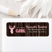 Rustiek roze geruite hert Het is een meisje adres Etiket (Insitu)