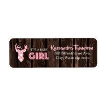 Rustiek roze geruite hert Het is een meisje adres 