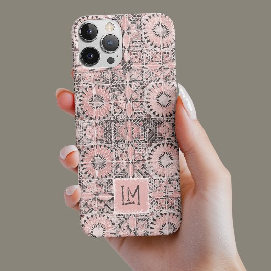Rustiek roze gestempeld esthetische bloem Case-Mate iPhone case