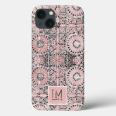 Rustiek roze gestempeld esthetische bloem Case-Mate iPhone case (Achterkant)