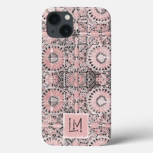 Rustiek roze gestempeld esthetische bloem Case-Mate iPhone case (Achterkant)