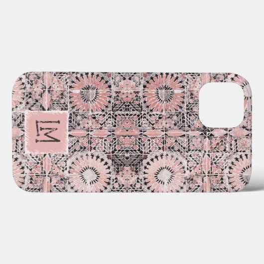 Rustiek roze gestempeld esthetische bloem Case-Mate iPhone case (Achterkant (horizontaal))