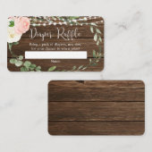 Rustiek roze groen baby shower luier loterij informatiekaartje (Voorkant / Achterkant)