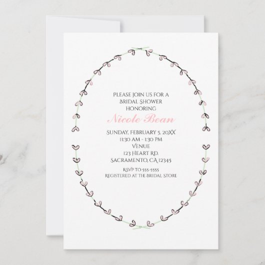 Rustiek Roze Hart Vine Lijst Vrijgezellenfeest Kaart (Voorkant)