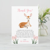 Rustiek Roze Herten Baby shower Bedankkaart (Staand voorkant)