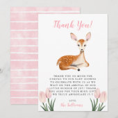 Rustiek Roze Herten Baby shower Bedankkaart (Voorkant / Achterkant)