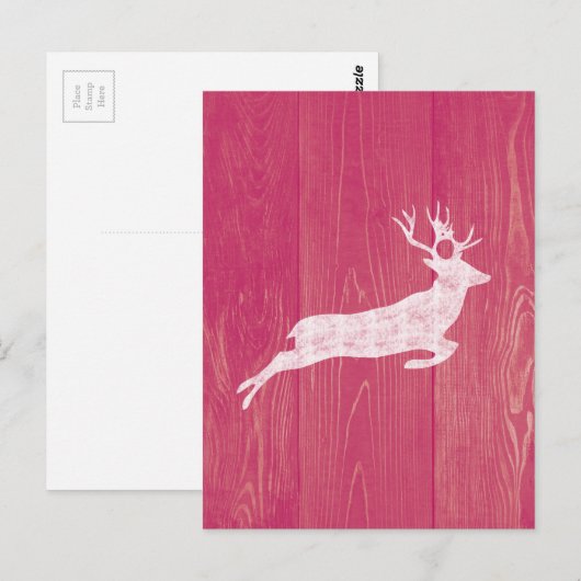 Rustiek roze hout met  herten Briefkaarten (Voorkant / Achterkant)