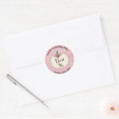 Rustiek Roze Hout Wit Pompoen Bloemen Dank u Ronde Sticker (Envelop)