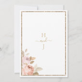 Rustiek roze koraal goud bloemenboho thema bruilof kaart (Achterkant)